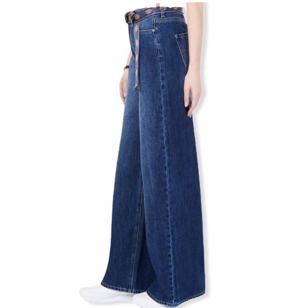 Dickies High Rise Wide-Leg Jeans with Logo Belt